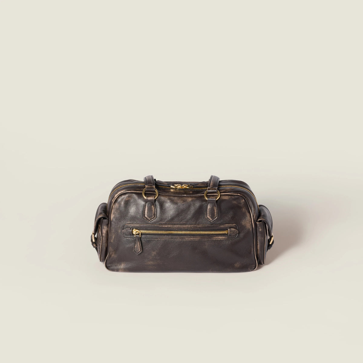 Pocket nappa leather top-handle bag - Coffee — view 3