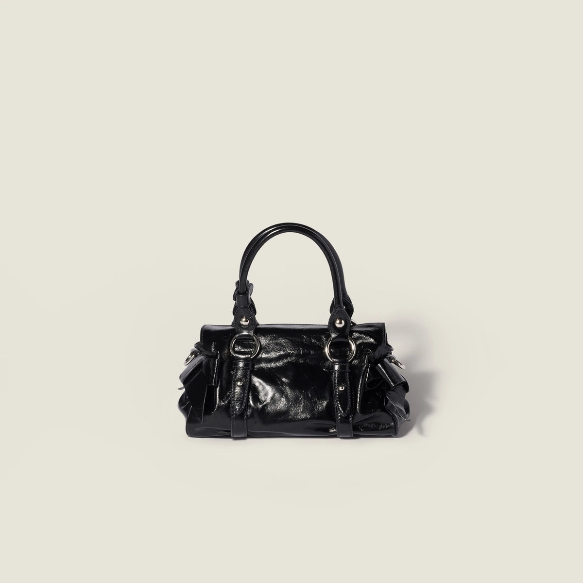 Shiny leather handbag - Black — view 3