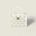 Embroidered mesh top-handle bag - White — view 1